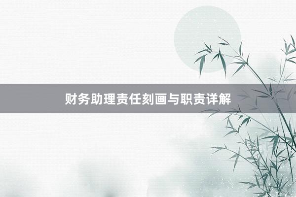 财务助理责任刻画与职责详解
